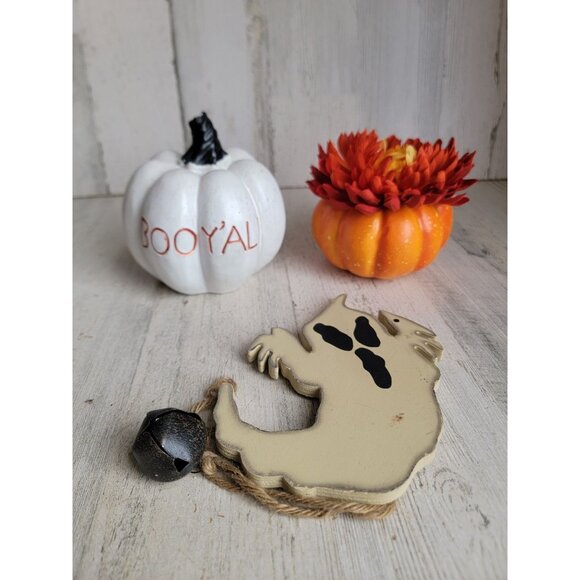 Pumpkin AS IS White orange flower ghost Halloween set decor - Picture 1 of 8